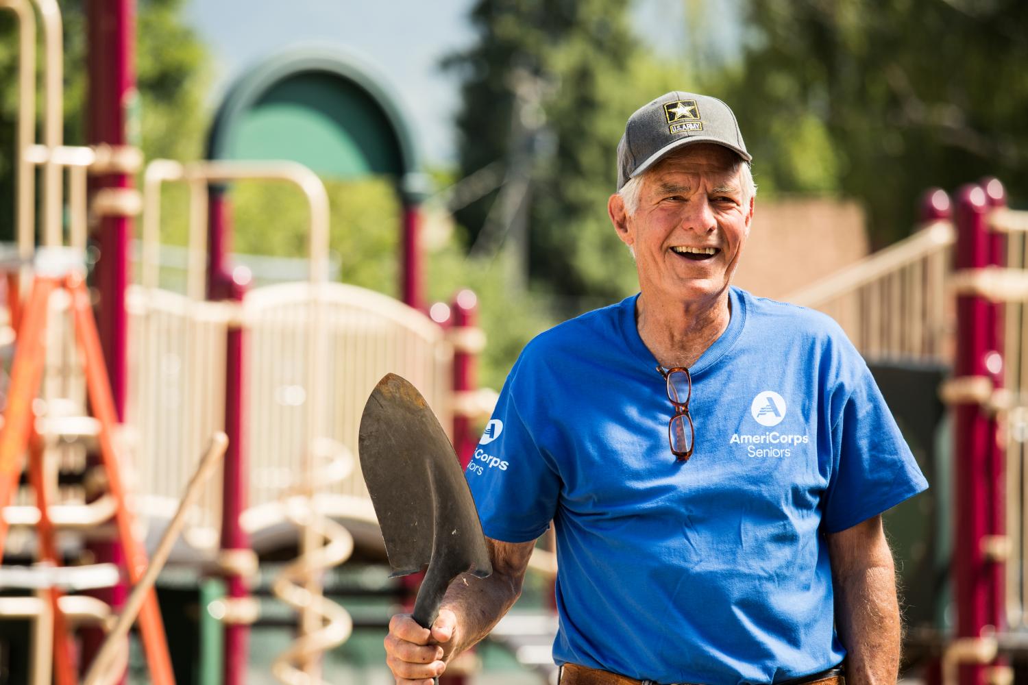 AmeriCorps Seniors volunteer at playground