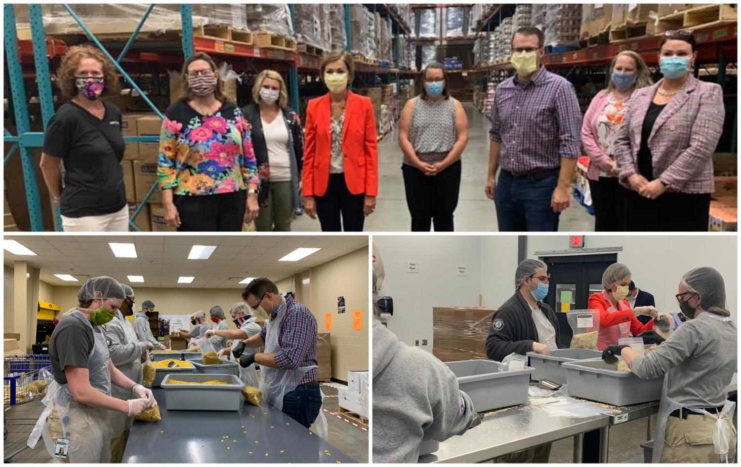 Governor Reynolds served alongside AmeriCorps members, learning about new initiatives in Iowa to address rising food insecurity as a result of COVID-19 and the economic recession. 