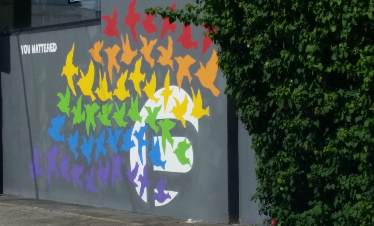 Mural dedicated to the Orlando Pulse nightclub shooting victims 
