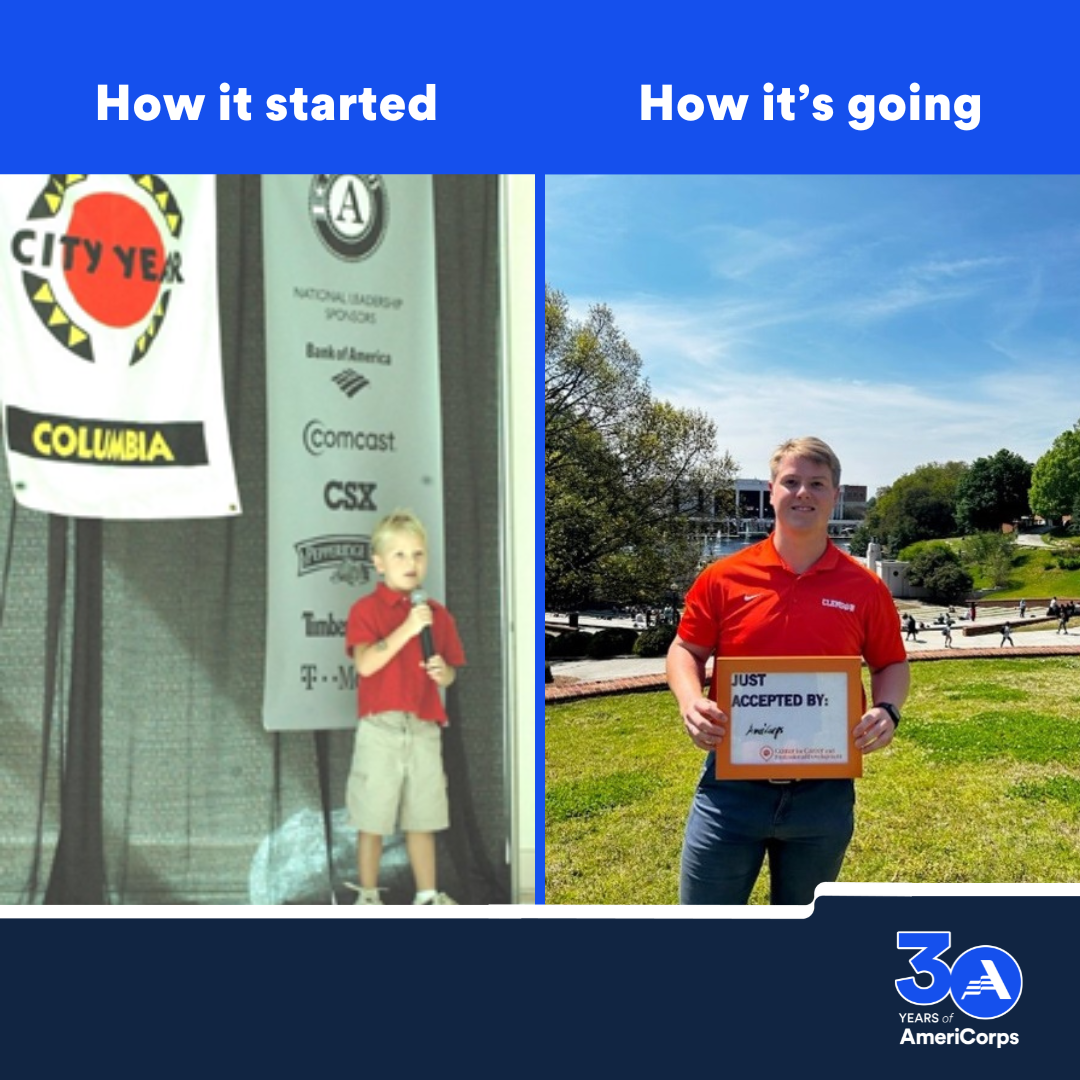 AmeriCorps Member at 5 years old and today. 